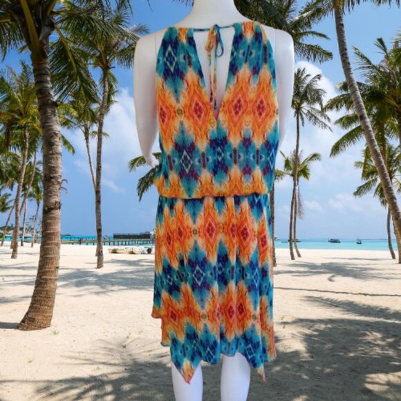 City Triangles Sleeveless Dress with Handkerchief Hem Sheer & Lined Size L - Picture 13 of 13